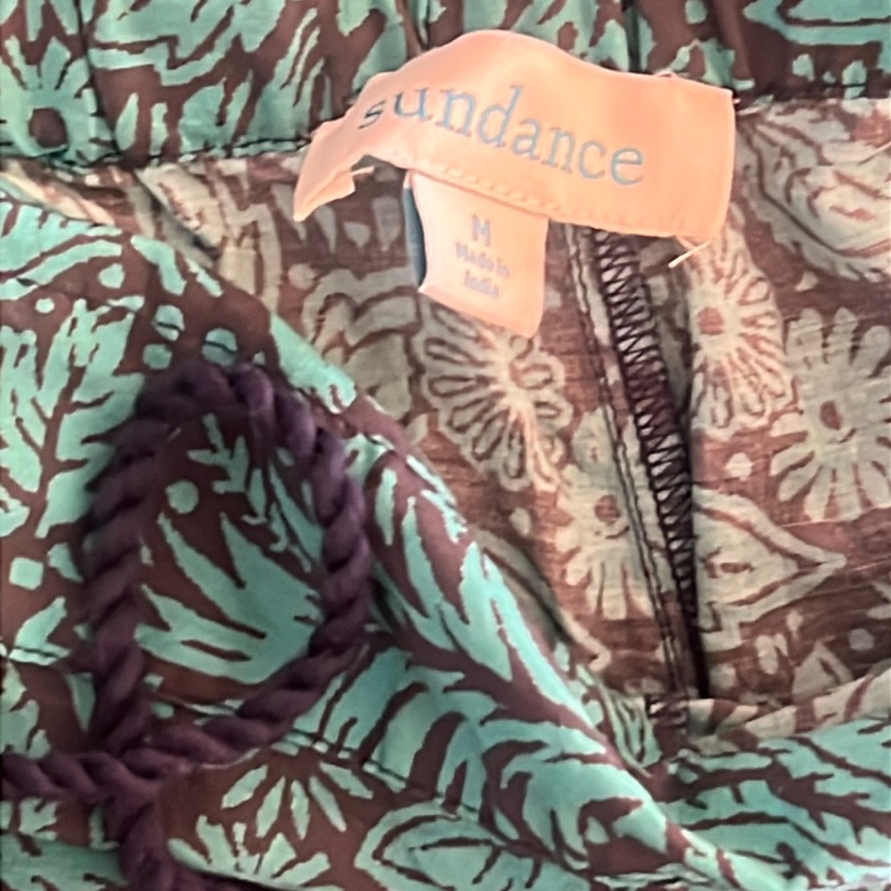 NWOT Sundance Vibrant Reef Pants Floral Scroll Turquoise Blue Purple SZ M 8-10 - Picture 3 of 16